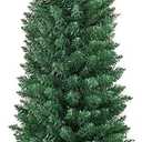 HAPPYGRILL 5FT Pencil Christmas Tree Slim Xmas Tree Unlit Skinny Artificial Christmas Tree with Foldable Metal Stand PVC Material Leaves