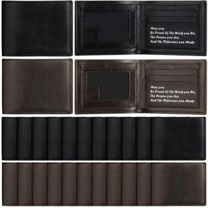 24 Pcs Mens Leather Wallet Bulk Personalized Wallet Men Engraved Leather Gift Christmas Gift for Coworkers(Black and Brown)