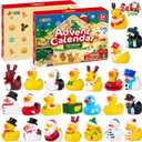 JOYIN 2025 Christmas Advent Calendar Ducks, 24 Days Christmas Countdown Calendar Rubber Ducks, Rubber Ducky Bath Toys for Boys Girls Kids, Xmas Party Favor Fun Gifts