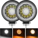 Nifeida Round LED Pods Bar, 4.5" 140W 14000LM Work Light With Amber DRL, Spot Flood Combo Beam Offroad Driving Fog Lights for Truck Pickup SUV ATV UTV, 2PCS