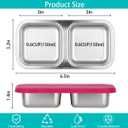 SUMERX 3 Pack Stainless Steel Snack Containers with Lids, 2 Compartment Snack Pack Containers, Reusable Food Storage Containers for Travel, Outdoor, Camping(Orange/Red/Blue)