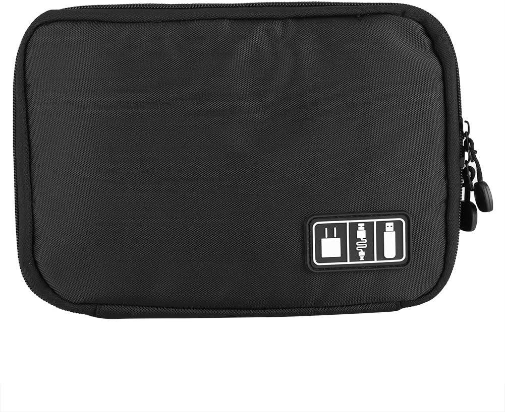 Jeanoko Digital Storage Case, Travel Bag with Inner Bag and Mesh Pockets, Ideal for USB Cable, Earphone, Phone, SD Cards Office or Travelling Use (Black)