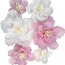 Crepe Paper Flowers for Baby Girl Shower Birthday Party Floral Backdrop Girls Nursery Room Wall Decoration Pack of 6 (White Pink)