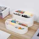 Yesesion Large Cord Organizer Box with Lid, Plastic Cable Storage Case with 20pcs Wire Ties for Desk Drawer, Home Office Supplies, Electronics, Clips, Clamps, Phone Charger, USB, Data Cables (White)