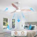 Jazimar 52" Ceiling Fan with Lights, Waterproof, Remote Control, 3 Color Dimmable LED, 6 Speed Reversible DC Motor, Ultra-Quiet 3-Blade Wood Grain for Living Room Bedroom Patio Porch
