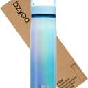 bzyoo 24oz Insulated Water Bottle with Clear Chug Lid - 100% Leakproof Stainless Steel Bottle, Aurora Iridescent Blue, BPA-Free Double Wall Vacuum Flask for Hot & Cold Drinks, Fits Car Cup Holders