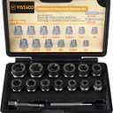 Bolt Extractor Kit 15 Pieces Heavy Duty Tool with 3/8 Inch Adapter, Easy Out Bolt Extractor Set & Lug Nut Remover for Rusted, Frozen, Corroded, Rounded, Damaged Nut Screws & Bolts.