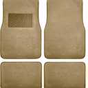 FH Group Car Floor Mat 4 Piece Set Driver's Seat with Heel Pad Deluxe Front 66 x 43 cm Rear 32 x 43 cm Beige