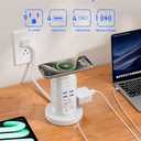 Power Strip Tower, Kakyanill Surge Protector Tower 9 AC Outlets 8 USB (4 USB C), 6 Ft Retractable Extension Cord, Charging Station for Office Dorm Room, White