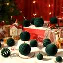Waipfaru 38Pcs Velvet Ornaments for Christmas Tree Dark Green Flocked Christmas Ornaments Shatterproof Hanging Ball Set for Xmas Winter Holiday Decorations in 3 Sizes(Large Medium Small)