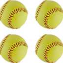 Official Size 12" Softballs - Fastpitch Practice & Training Balls, Leather Covered (4 Softballs)