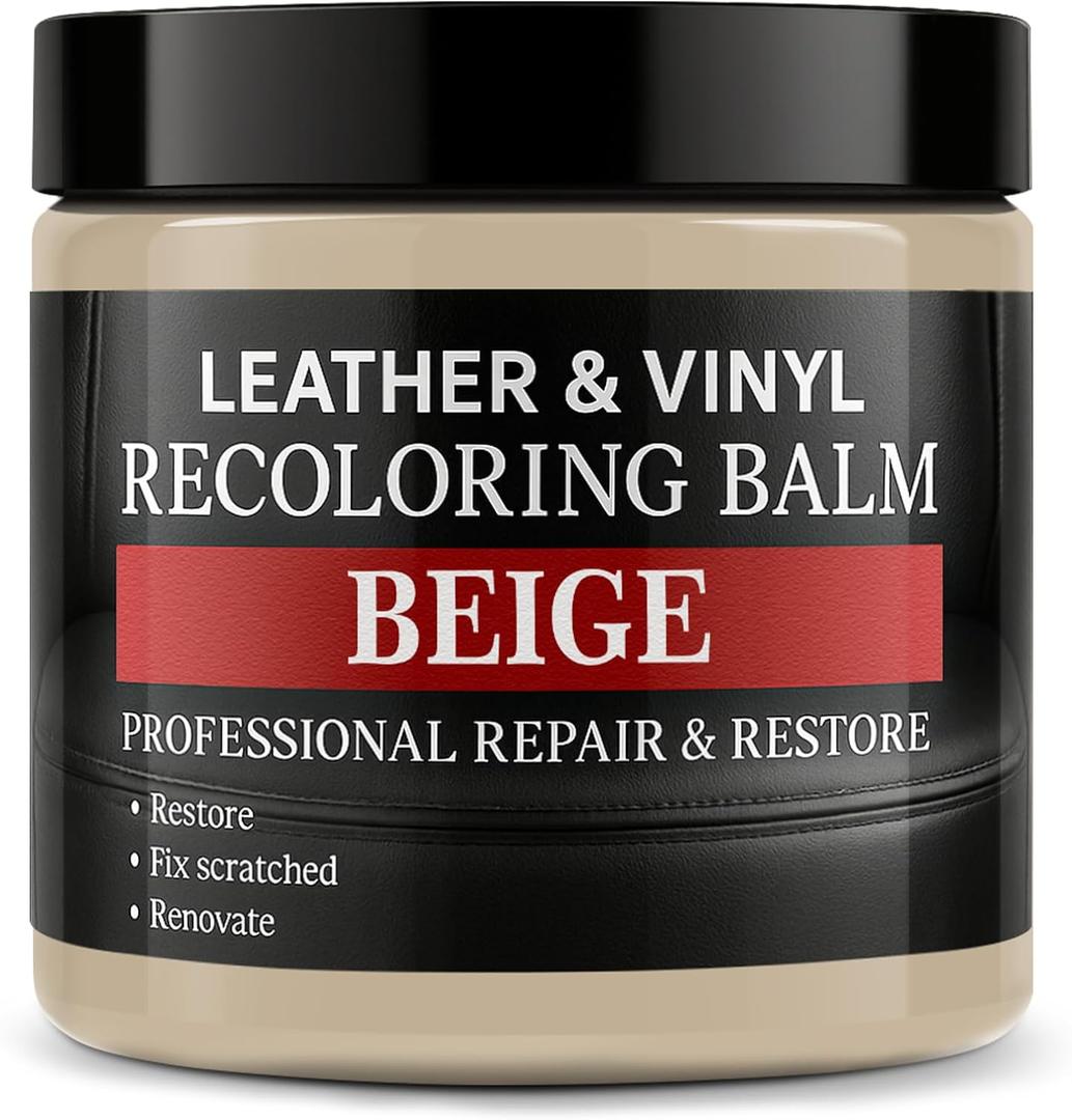 Laxmorph Leather Color Restorer, Recoloring Balm, Scratch Remover, Dye, Paint, Repair Kit for Furniture, Couches, Car Seats, Shoes, Bags, Beige