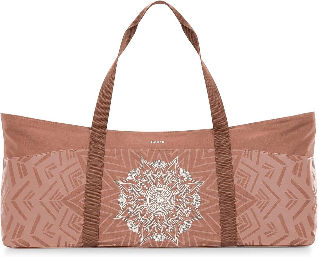 Gonex Yoga Mat Bag, Extra Large Canvas Gym Bag with Waterproof Pocket Metal Zipper, Fits Mat & Blocks, Stylish Yoga Mat Carrier for Women, Ideal for Yoga, Pilates, Workout, Travel (Dark Khaki)