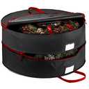 ZOBER Christmas Wreath Storage Container 36 Inch - Wreath Bag Fits 2 Wreaths Box - 600D Oxford Fabric - Interior Compartment for Storing Garlands, Wreaths Storage Bag W Strong Durable Handles - Black
