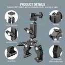 Super Clamp Camera Clamp Mount Monitor 360 Ballhead Magic Arm Double Ball Head Adapter with 1/4"-20 & 3/8"-16 Thread for Canon Nikon DSLR Camera