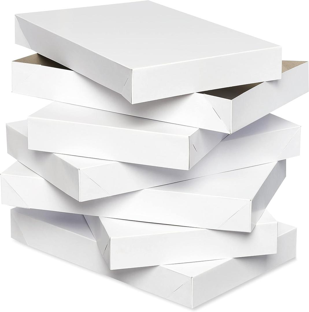American Greetings White Shirt Boxes with Lids, for Birthdays, Holidays, and All Occasions (6 Boxes, 14.75'' x 9.5'')
