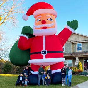 Giant 12Ft Premium Christmas Inflatable Santa Claus with Blower Blow up Christmas Decorations Outdoor Holiday Decor for Outdoor Yard Lawn Christmas Party (Without Build-in LED Lights)