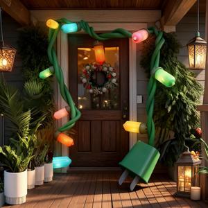 Christmas Decorations - 17Ft Christmas Giant Socket String Lights, with C26 Waterproof Jumbo Multicolored Light Bulb for Outdoor Indoor Outside Holiday Yard Garden Decor, 10 Lights