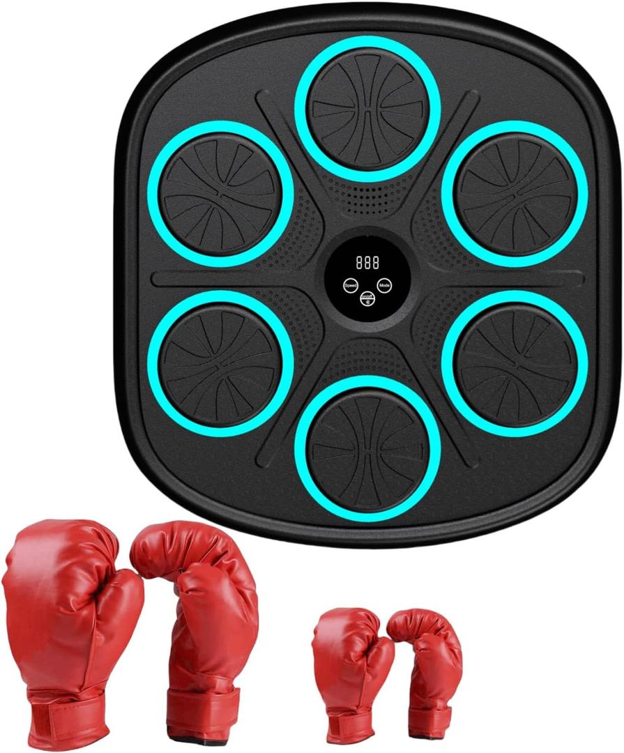 ANNPER Smart Music Boxing Machine with Gloves, Wall Mounted Boxing Music Workout Machine, Music Boxing Machine for Kids and Adults, Includes 2 Pairs of Gloves