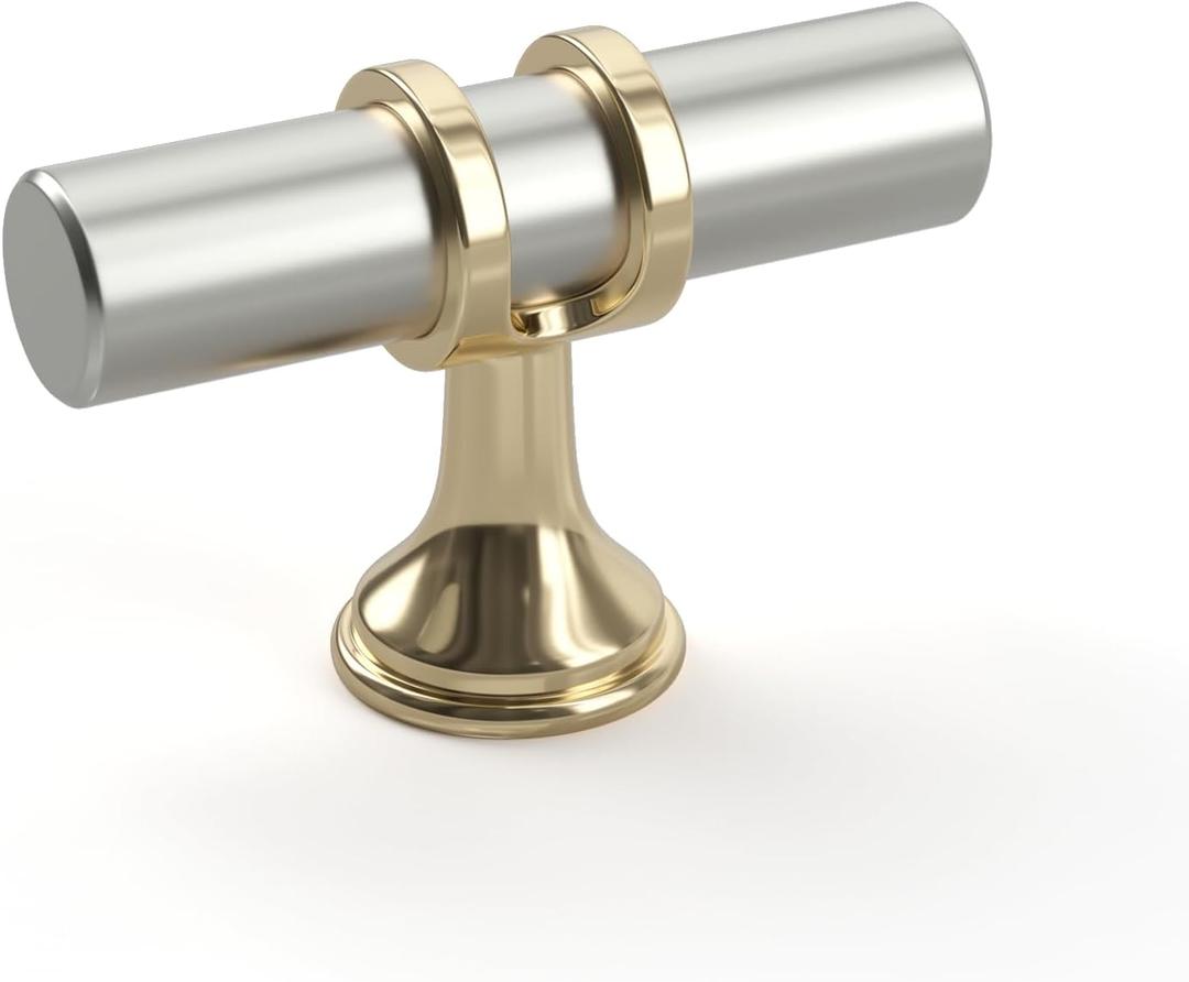 goldenwarm 10 Pack Brushed Nickel and Gold Cabinet Knobs Kitchen Cabinet Knobs Gold Drawer Pull Handles Brushed Nickel Drawer Hardware, Single Hole Handles