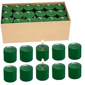 10 Hour Green Votive Candles for Weddings Party Spring and Emergency, Set of 36 Unscented Bulk Candles for Restaurants and Home Decoration