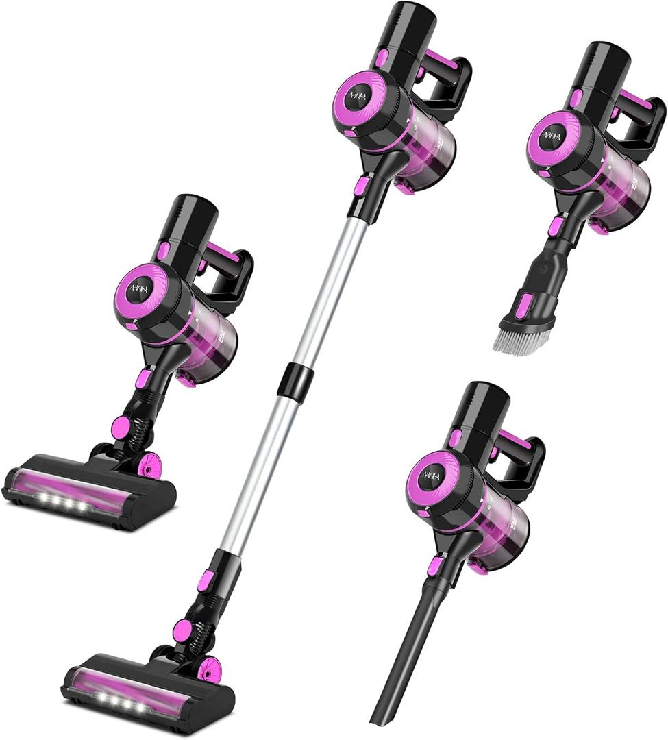 Cordless Vacuum Cleaner, 8-in-1 Stick Vacuum Cleaner with Super Suction, 30Kpa Powerful Suction Vacuum with 60 Mins Runtime Detachable Battery, Vacuum Cleaners for Hardwood Floor Pet HairViolet