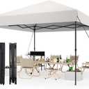 10x10 Pop Up Canopy Tent, Heavy Duty Outdoor Canopy with One Push Setup, UPF 50+ All Season Waterproof Commercial Street Vendors Party Tents with Roller Bag, 8 Stakes & 4 Sandbags, White