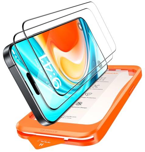 TORRAS Top-Notch Military-Grade Shatterproof for iPhone 15 Screen Protector [Most durable 9H+ Glass,Unbreakable from 12-foot Drop] for iPhone 14Pro&iPhone 15, Diamond Shield 1 Packs