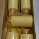 Homemory Amber Flickering Flameless Candles, Battery Operated Acrylic LED Pillar Candles with Remote Control and Timer, Fall Candles, Set of 5