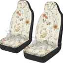 Boho Car Seat Covers Cute - 2PCS Waterproof Front Seat Covers with Car Drying Towel, Airbag Compatible, Universal Fit for Most Vehicle Car Seat Protector for Women SUV Sedans Truck