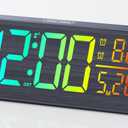 Haimiage Solid Wood Digital Alarm Clock for Bedroom - 8.8 Inch Large Display for Living Room, See Time Instantly! Multicolor Backlight Time Display, Dual Alarms, Date/Temp/Day, DST, Snooze (Black)