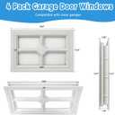 4 Pack Garage Door Windows Inserts, Replacement Vinyl Window Frame Panels with Uv Blocking Acryl Glass, 20.8”*13.8” Garage Door Accessories(Off-White)