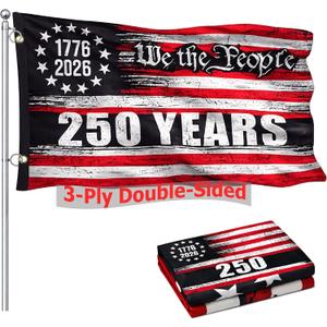 250 Anniversary USA Flag, 3x5 Ft Double-Sided, We The People 1776-2026 USA 250 Years of Freedom Flag, Patriotic Yard & House Banner for 4th of July
