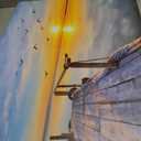 Baisuwallart S05975 Wall Art Decor Canvas Print Picture Sunset Flying Birds 1 Panel Sea Scenery Painting Sunset Glow Artwork for Kitchen Office Home Wall Decor Stretched and Framed Ready to Hang (58L" x 29W")