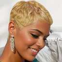 Besteffie Pixixe Cut Wigs for Black Women Short Layered Pixie Cut Human Hair Wigs With Bangs Summer No Glue Short Human Hair Wig for Daily Use (6 Inch, 27)