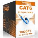 CAT6 Plenum Cable 1000ft, 23AWG UTP 550MHz 10Gbps, DSX-8000 Certified, Internet Cable Rated for in-Wall, Outdoor & Direct Burial, Tangle-Free Spool, Bulk Cat6 LAN Wire for Home, Office (Blue)