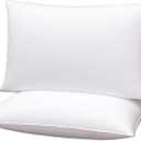Gooeb Flat Ultra Thin Bed Pillows King Size Pillow Set of 2 Extra Soft Down Alternative for Stomach Side Back Sleeper White 20x36inches