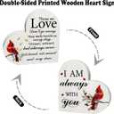 Mothers Day Memorial Gift Wooden Heart Sign Red Cardinal with Spring Leaves - Sympathy Gift for Loss of Loved One, Bereavement Tabletop Decor (Pack of 2)