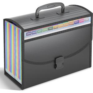 TOPCJ 25 Pockets Accordion File Organizer with Handle,Expanding File Folders for Documents, A4/Letter Size Paper,a-z Tabs,Perfect Expandable Accordian Filing Folders with Visible Window