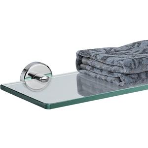 JQK Bathroom Glass Shelf Chrome, Tempered Glass Shower Storage 24 by 5 inches, 304 Stainless Steel Polished Chrome Wall Mount, TGS101L24-CH,24 Inch (1 Pack), Chrome