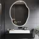 39F USA Irregular LED Bathroom Mirror with Lights,Asymmetrical Led Bathroom Vanity Mirror for Wall with Front and Backlit, Anti Fog, 3 Colors and Dimmable Light,[Horizontal/Vertical] 30" H x 22" W