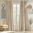 MIULEE 100% Blackout Curtains 84 inches Long, Linen Curtains & Drapes for Bedroom Back Tab Living Black Out Window Treatments Thermal Insulated Room Darkening Rod Pocket, Oatmeal Beige, 2 Panels