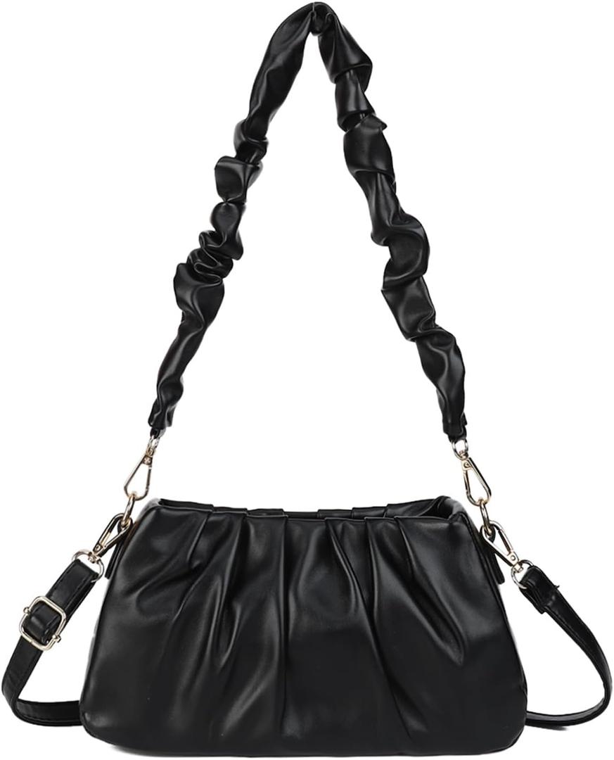 Crossbody Bags for Women, Cloud Design Hobo Bags Cute Ruched Shoulder Bag Small Mini Clutch Purses Vegan Leather Bag