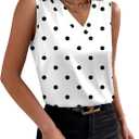 Sipaya Silk Satin Tank Tops for Women V Neck Summer Tops Sleeveless Camisole Business Casual Outfits Work Blouses (White, L)