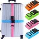 4 PCS 74"x2"Luggage Straps Suitcase Belts Wide Adjustable Packing Straps (A- 4 Pcs Blue+Orange+Green+Pink)