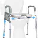 Raised Toilet Seat with Handles, Toilet Seat Risers for Seniors Width and Height Adjustable Raised Toilet Seat with Handles for Elderly (350 Pound)