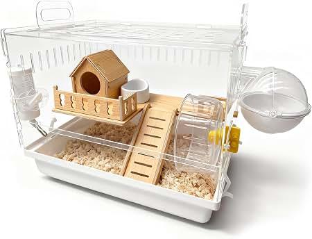 12 in 1 Acrylic Hamster Cage with All Accessories,17.7"x13"x11.8", Full Transparent Viewing, Top Open Mouse Cage for Pet Mice,Dwarf Hamster,Gerbils (Green)
