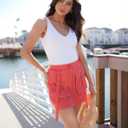 luvamia Skorts for Woman High Waisted Cargo Pocket Elastic Waist Fast Dry Casual Hiking Tennis Sports Skirts with Shorts (Pink, XXL)