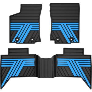 All Weather Floor Mats Custom Fit for Toyota Tacoma 2016-2023 Waterproof Heavy Duty Anti-Slip Car Mats, 1st & 2nd Row Black & Blue