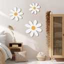Thyle 6 Pcs Daisy Wall Decor Wooden Daisy Art Flowers Wall Signs Hanging Plaque for Home Nursery Bedroom Farmhouse Bathroom Decorations Housewarming Gifts (Elegant Style,Yellow,White)